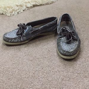 Glitter and velvet Sperrys sz 7